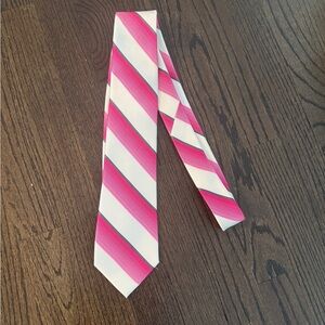Express Pink and White Striped Silk Tie